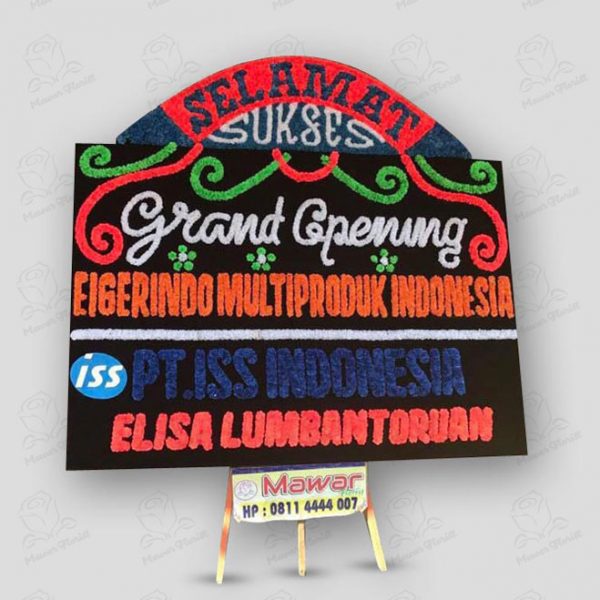 Karangan bunga peresmian papan hitam