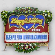 Jual karangan bunga pernikahan merah